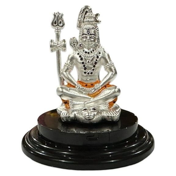 999 Pure Silver Lord Shiva Idol - 2.0-inch Tall Statue / Murti (Figurine #01)