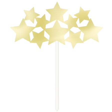 Gold Monogram Wedding Cake Toppers - Foil Stars Cake Topper, 6 in, Gold, 1ct