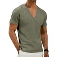 thumbnail image 5 of Betivan Men's Linen Deep V-Neck Short Sleeve Top Casual Fashion Breathable T-Shirt, Soft Lightweight Summer Outfit for Daily, Street, Outdoor, Vacation, 5 of 6