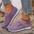 thumbnail image 2 of Pandaie Slip on Sneakers Women Walking Shoes Side Lace up Tennis Lightweight Breathable Mesh Nurse Orthopedic Workout Gym Sport Shoes (Purple,7.5), 2 of 7