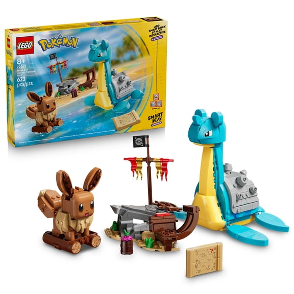 LEGO Pokémon SMART Play: Eevee and Lapras's Treasure Hunt - Compatible Set with 3 SMART Tags and 2 Pokémon Figures - Interactive Building Toy - Gift for Boys and Girls, Ages 8 - 72161