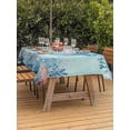 thumbnail image 3 of Outdoor Tablecloth with Umbrella Hole for Patio/Picnic/Party/Camping, Coastal Jellyfish Blue Waterproof Table Cloth Rectangle Table Cover Washable, Summer Beach Nautical Coral Starfish (54"x 80"), 3 of 8