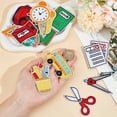 thumbnail image 3 of 16Pcs Back to School Iron on Patches Adhesive School Theme Sew on Patches Decorative Book Blackboard Painting Tray Bus Pencil Clock Embroidered Appliques Repair Patch for DIY Clothing DIY Craft, 3 of 9