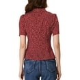thumbnail image 3 of INSPIRE CHIC Women's Sweet Heart Polka Dots Blouse Short Sleeve Casual Button Down Shirts XS Red, 3 of 6