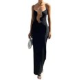 thumbnail image 1 of 2024 Fashionable Sexy Solid Color Wave Edge V-Neck Sling Beach Dress, 1 of 8
