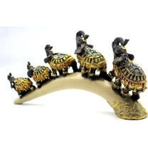 Dalax- Elephants Family on a Trunk Bridge Decoartive Elephant Collectible Statue Baby and mama on Bridge Trunk, Wealth Lucky Figurines Decor Accent
