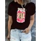 thumbnail image 1 of Camiseta estampada de corazón rosa para mujer: diseño GIGI, informal, de cuello redondo y manga corta, cómoda camiseta de verano con estampado de tarros de cristal y corazones, perfecta para un look i, 1 of 6