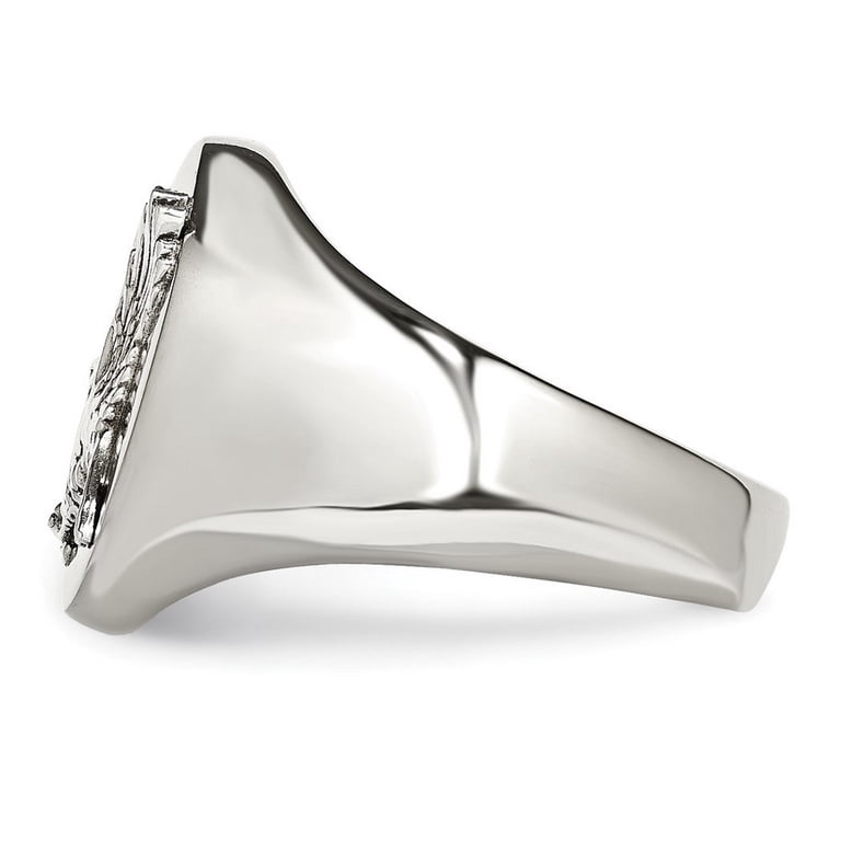18.86mm Stainless Steel Polished With 925 Sterling Silver Rhodium