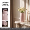 thumbnail image 2 of REGALWOVEN Small Ceramic Bud Modern Cylinder Vase, Ribbed Decorative Flower Vase for Shelf & Bathroom, TBoho Home Decor Accent Pink 2.4"L x 2.4"W x 5.1"H, 2 of 5