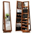 thumbnail image 1 of Giantex 360° Rotating Jewelry Armoire with Higher Full Length Mirror and Rear Storage Shelves, Walnut, 1 of 8