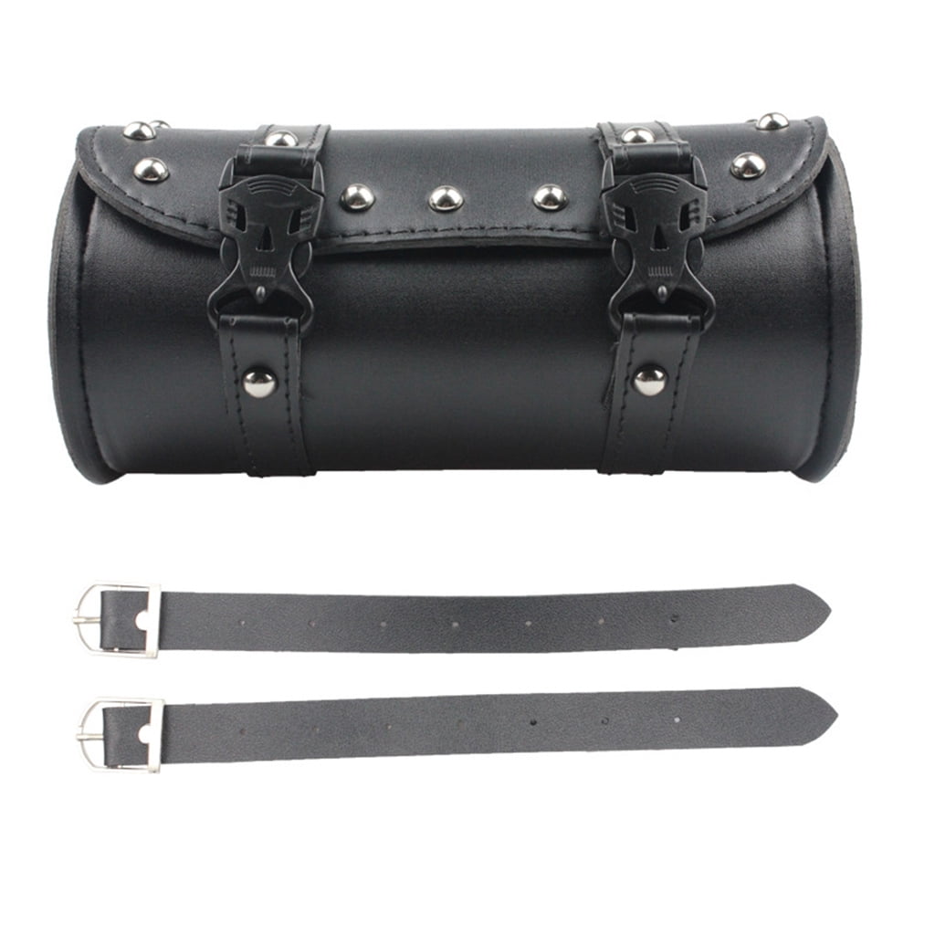 ZENTREE Durable Motorcycle Leather Front Bag Black Tool Bag