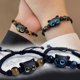 thumbnail image 4 of Pulsera de gato negro con piedras naturales para hombre y mujer, brazalete con cuentas de animales de dibujos animados, joyería hecha a mano, 2 piezas, 4 of 5