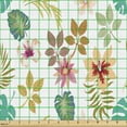 thumbnail image 2 of Spring Fabric by the Yard, Flower Buds Fern Monstera Exotic Hawaiian Orchid Hibiscus Lilly Blossoms Summer, Upholstery Fabric for Dining Chairs Home Decor Accents, Multicolor by Ambesonne, 2 of 5