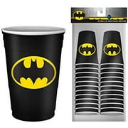 BN11217C DC Comics Batman Logo Mini Plastic, 2-Ounce, 20 Piece Party Cup Set, Black