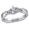 Miabella Women's 1/5 Carat T.W. Diamond Sterling Silver Crossover Bridal Ring Set