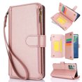 thumbnail image 3 of Wallet Case Compatible with Samsung Galaxy Note 20 Zipper Luxury ID Cash Credit Card Slots Holder Crossbody Lanyard Folio PU Leather Cover [Detachable Magnetic Hard Case] with Strap, Rosegold, 3 of 9