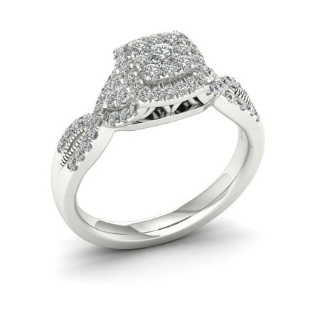 Imperial 1/2ct TDW Diamond 10K White Gold Twist Shank Engagement Ring