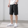 thumbnail image 2 of Mens Jeans Summer Thin Trend Straight Leg Denim Shorts Casual Streetwear Outdoor Activities Loose Mens Jorts YA Black S, 2 of 7