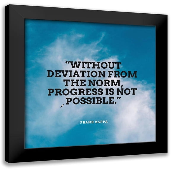 ArtsyQuotes 12x12 Black Modern Framed Museum Art Print Titled - Frank Zappa Quote: Without Deviation