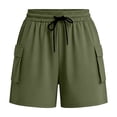 thumbnail image 6 of Women's Lightweight Nylon Spandex Work Shorts, Elastic Waist Tummy Control with Zippered Pockets, Quick Dry Breathable Stretch, Outdoor Leisure Hiking Running Travel, Athletic, 6 of 7