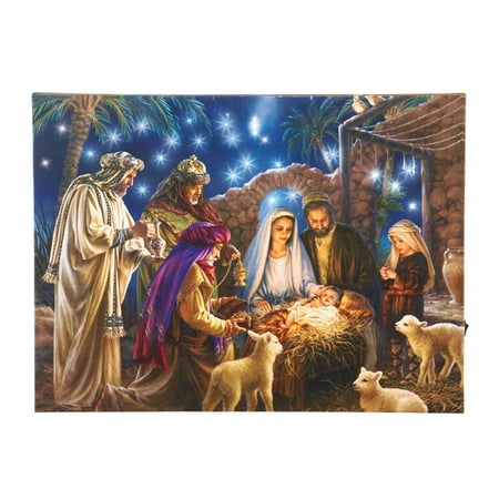 lighted nativity scene canvas walmart com collections etc lighted canvas