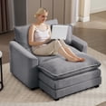 thumbnail image 5 of Muumblus 46" Accent Chair with Ottoman, Oversized Indoor Lounge Chair, Corduroy Sofa Armchair with Footstool, Gray, 5 of 10