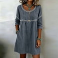 thumbnail image 6 of HBBIKVI Tunic-Style Mini Dress for Women Casual 3/4 Sleeve A-Line Dress with Side Pockets and Decorative Trim for Everyday Casual Look, 6 of 6