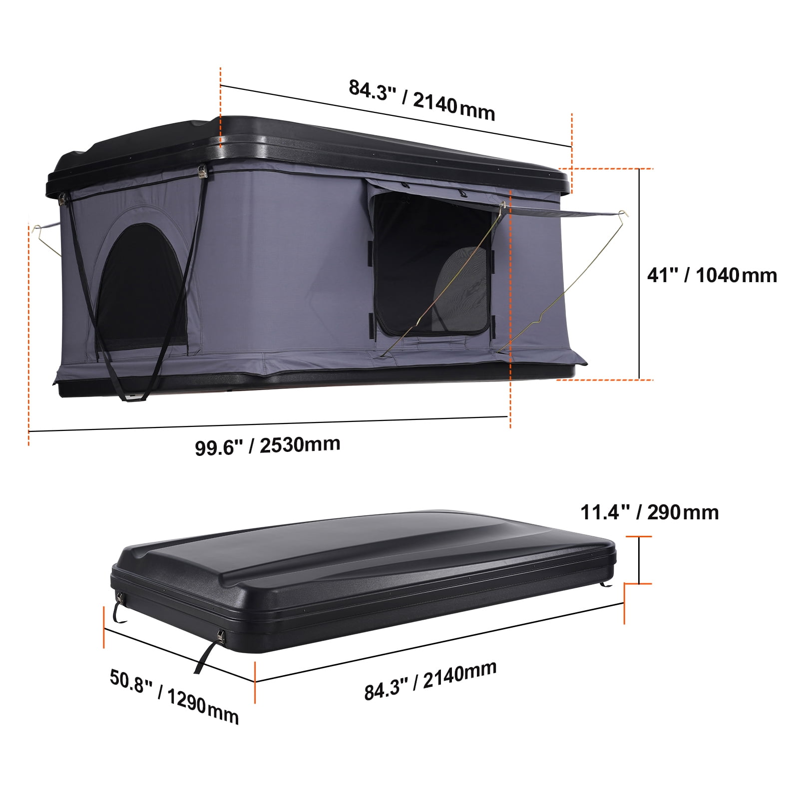 KFFKFF Hard Shell Rooftop Tent, Model for 2-3 People, Includes Thick Mattress and Telescopic Ladder, Waterproof and Windproof, Suitable for Jeep, SUV, Van, and Pickup Trucks