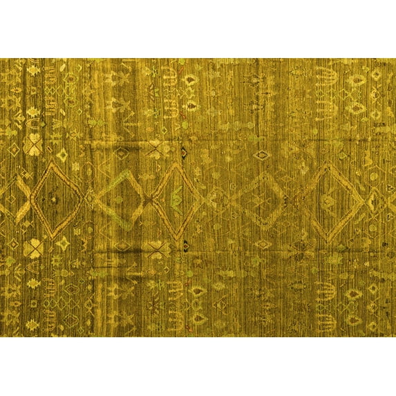 Ahgly Company Indoor Rectangle Abstract Yellow Modern Area Rugs, 4' x 6'