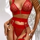 thumbnail image 2 of Lencería sexy Conjunto de 3 puntos de malla transparente con liguero, 2 of 5