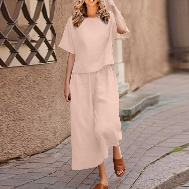 chinese dress ladies Pink Linen Skirt Suit PALOMA- Two-Piece Linen Set main image 1