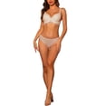 thumbnail image 2 of Unique Bargains Women's Full Coverage Underwire Padded Lace Bra and Panty Set Lingerie Set 38 D Beige, 2 of 6