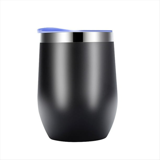 de Cáscara de Huevo Aislada de Acero Inoxidable de Doble Capa de Huevo de Vino Tinto Al Vacío Vaso de Café con Tapa Negro