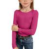 EnJoCho Kids Long Sleeve Shirts For Girls, Girls Long Sleeved Shirt Round Neck Pullover Slim Top Ribbed Knit Casual Rib T Shirt Long Sleeve Shirts Girls