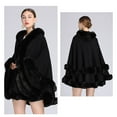 thumbnail image 5 of Charmgo Faux Fur Shawl, Women Hooded Poncho Cape Faux Shawl Wrap With Trim Sleeveless Cardigan Cloak Fashion Tops Coat Fur Shawl Wraps for Women Black One Size, 5 of 6