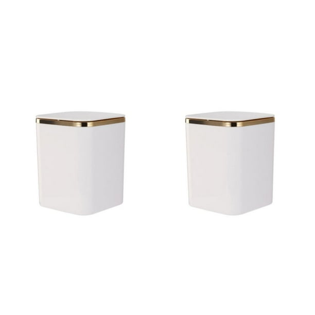 Injueey Cesta de basura con ABS, solución de basura funcional y sin esfuerzo, contenedor de basura para escritorio blanco 2Conjunto