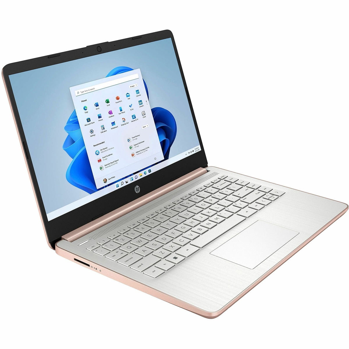 HP 14-dq3280nr 14" HD Touchscreen Laptop, Intel Celeron N4500 1.1GHz, 4GB RAM, 64GB eMMC, Windows 11 Home S Mode, Pale Rose Gold/Natural Silver