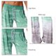 thumbnail image 5 of Pantalones Sueltos Pierna Ancha Cintura Alta Degradado Cordón Cinturón Ajustable Impresión Pantalones Casuales Verde S, 5 of 5