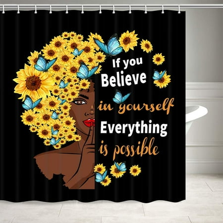 Black Girl Shower Curtain, African Women Hair with Sunflowers Butterflies and Inspirational Quotes Shower Curtain for Bathroom, Fabric Bathroom Set 12PCS Hooks, | Walmart Canada Black Girl Shower Curtain, African Women Hair with Sunflowers Butterflies and Inspirational Quotes Shower Curtain for Bathroom, Fabric Bathroom Set 12PCS Hooks, | Walmart Canada