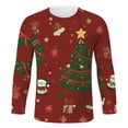 thumbnail image 3 of Christmas T-Shirts for Men Long Sleeve Merry Christmas Graphic Pajamas Tee Crew Neck Casual Slim Fit Family Xmas Gift Mens T-Shirts Red XXXL, 3 of 5