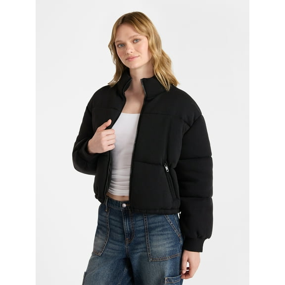 No Boundaries Knit Puffer Jacket, Women's