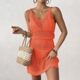 thumbnail image 2 of KPOPLK Swimsuit Coverup Summer Dresses for Women Vacation Essentials Eyelet Crew Neck Loose Twisted Dresses(Orange,XL), 2 of 9
