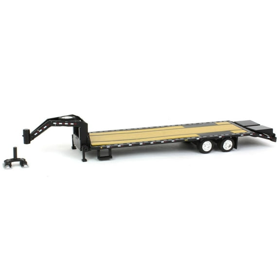 Greenlight Collectibles 1/64 Gooseneck Trailer Black with Red and White Conspicuity Stripes 30390