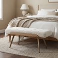 thumbnail image 6 of Dayalane 35.5" Mid-Century Modern Boucle Upholstered Bench, Tufted Ottoman Accent Bench with Solid Wood Trim, Bronze Metal Legs for Entryway, End of Bed, Beige, 6 of 13