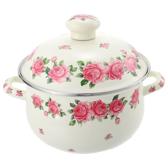 GOOHOCHY Olla de sopa esmaltada para el hogar, olla de cocina con dos asas, recipiente para sopa de cocina