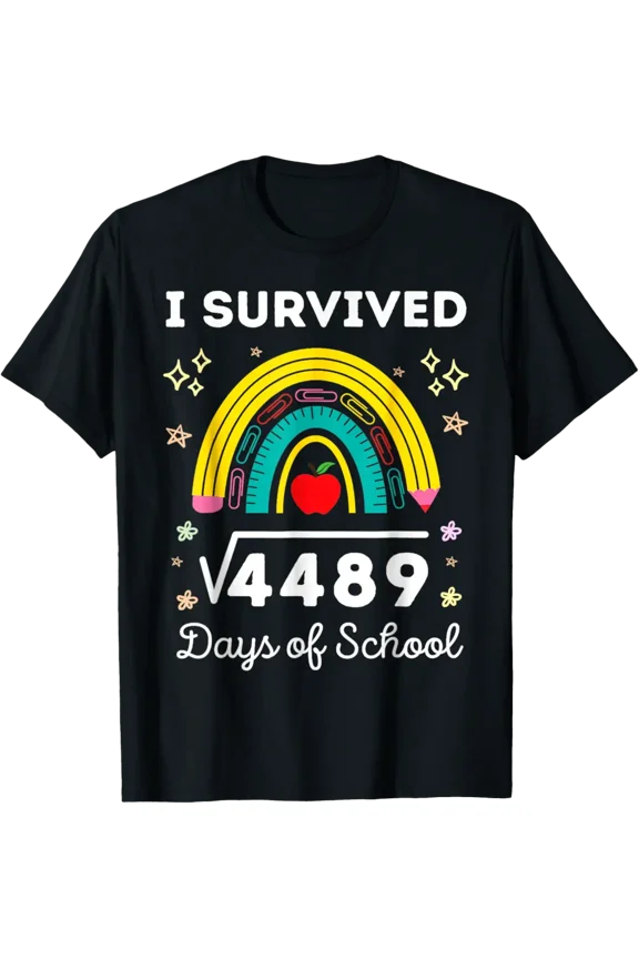 I Survived 67 Days Of School Teachers Square Soot 4489 T-Shirt