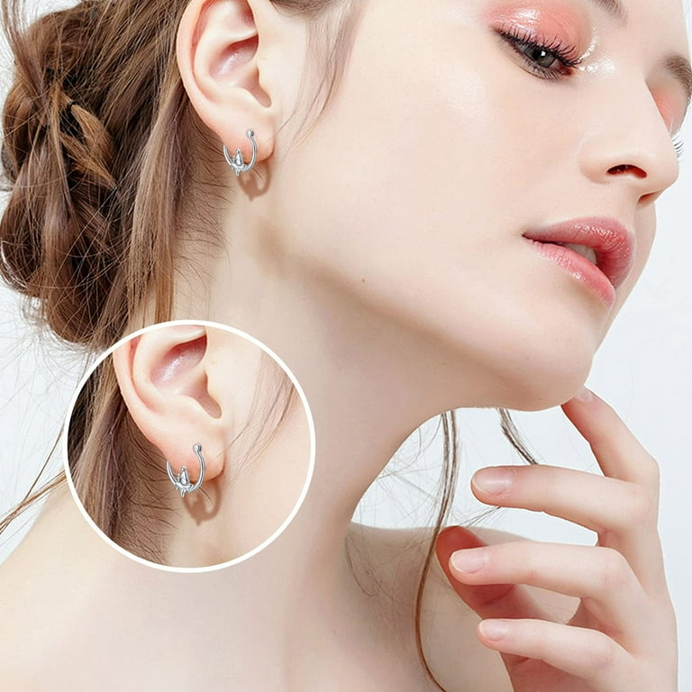 Coachuhhar Polar Bear Earrings 925 Silver Mama Bear Huggie Hoop Earrings for Sensitive Ears Mother Jewelry Gifts for Women