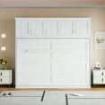 thumbnail image 2 of Wall Murphy Bed with Top Cabinets, Convertible Fold Bed with Storage, Hidden Queen Size Bed, White, 2 of 7