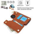 thumbnail image 3 of ELEHOLD Case for iPhone 16, Magnetic Closure Kickstand Zipper Wallet Case with 3 Card Slots & Ring Holder,Shockproof RFID Blocking Phone Case,Brown, 3 of 8