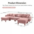 thumbnail image 5 of Boucle Fabric U Shape Sectional 4-seater Sofa Couch With Distinctive Shell-shaped Armrests And 2 Movable Ottomans,Cylindrical Legs Wrapped with Self-fabric,Pink Color, 5 of 17